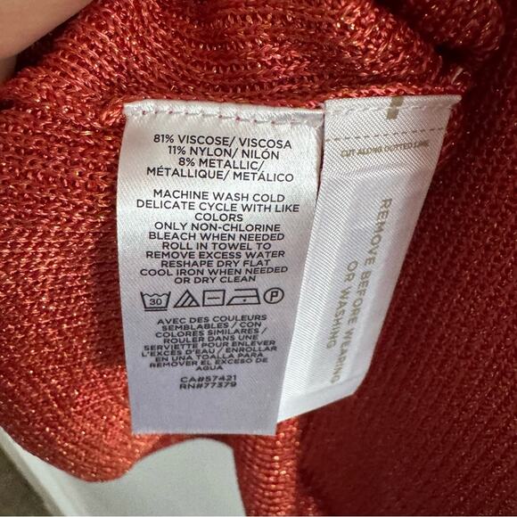 New Ann Taylor Rust Orange Metallic Sleeveless Knit Blouse Tank Top Women's sz L - Picture 4 of 4